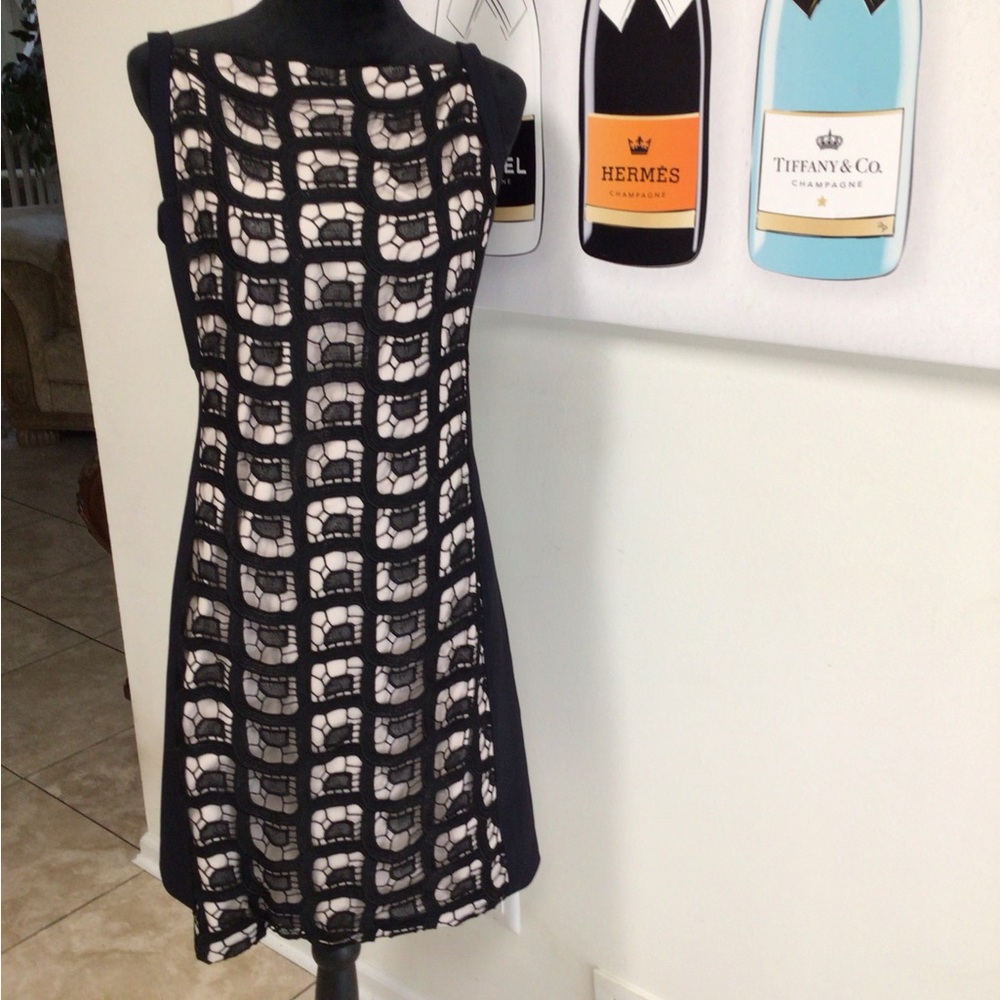 Diane Von Furstenberg Black and White Sleeveless Sheath Dress